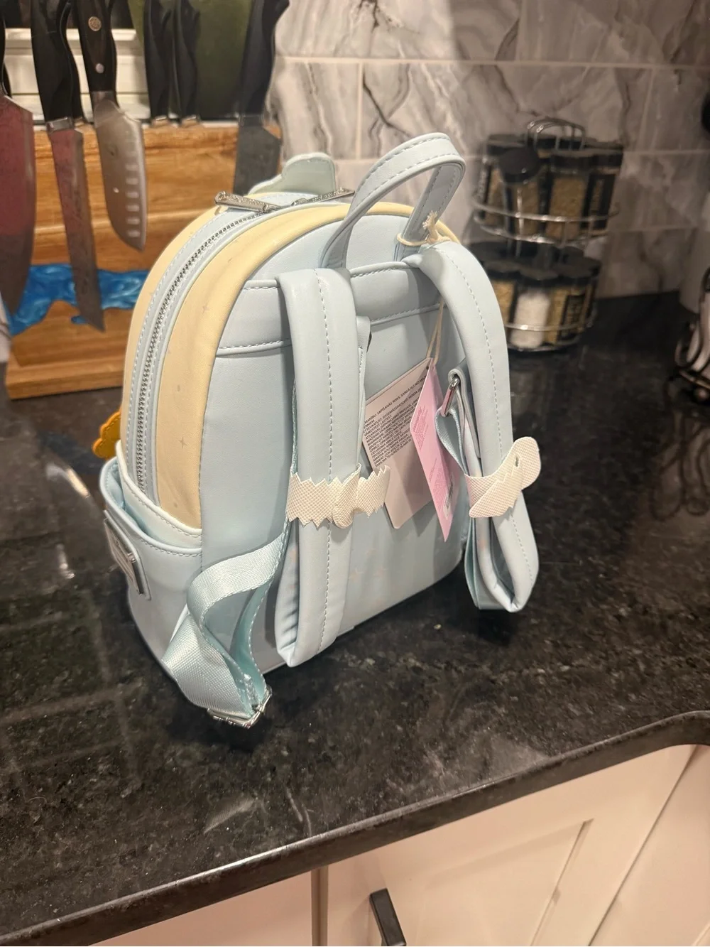 Loungefly Pastel Blue & Cream Mini Backpack with Disney Tag